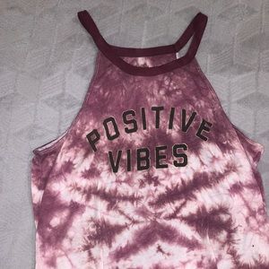 “positive vibes” tie-die tank